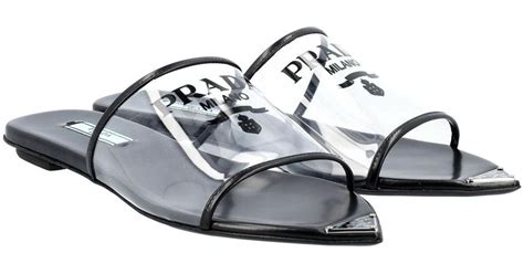 prada logo espadrille slide sandal|prada plexiglass sandals.